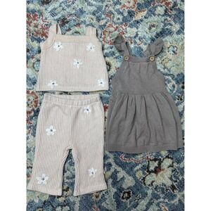 Baby Girl Knit Outfit Bundle 0-3M / 3M Cream Floral Mauve Dress